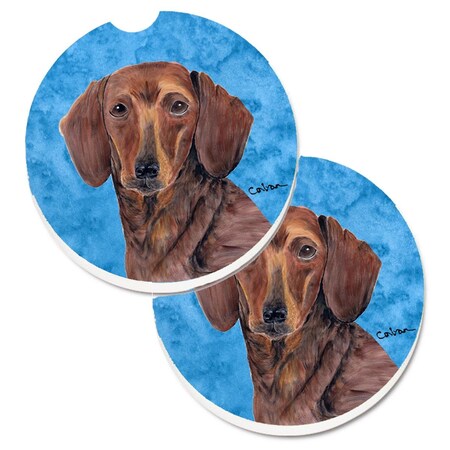 Carolines Treasures Blue Dachshund Set of 2 Cup Holder Car Coaster SC9137BUCARC